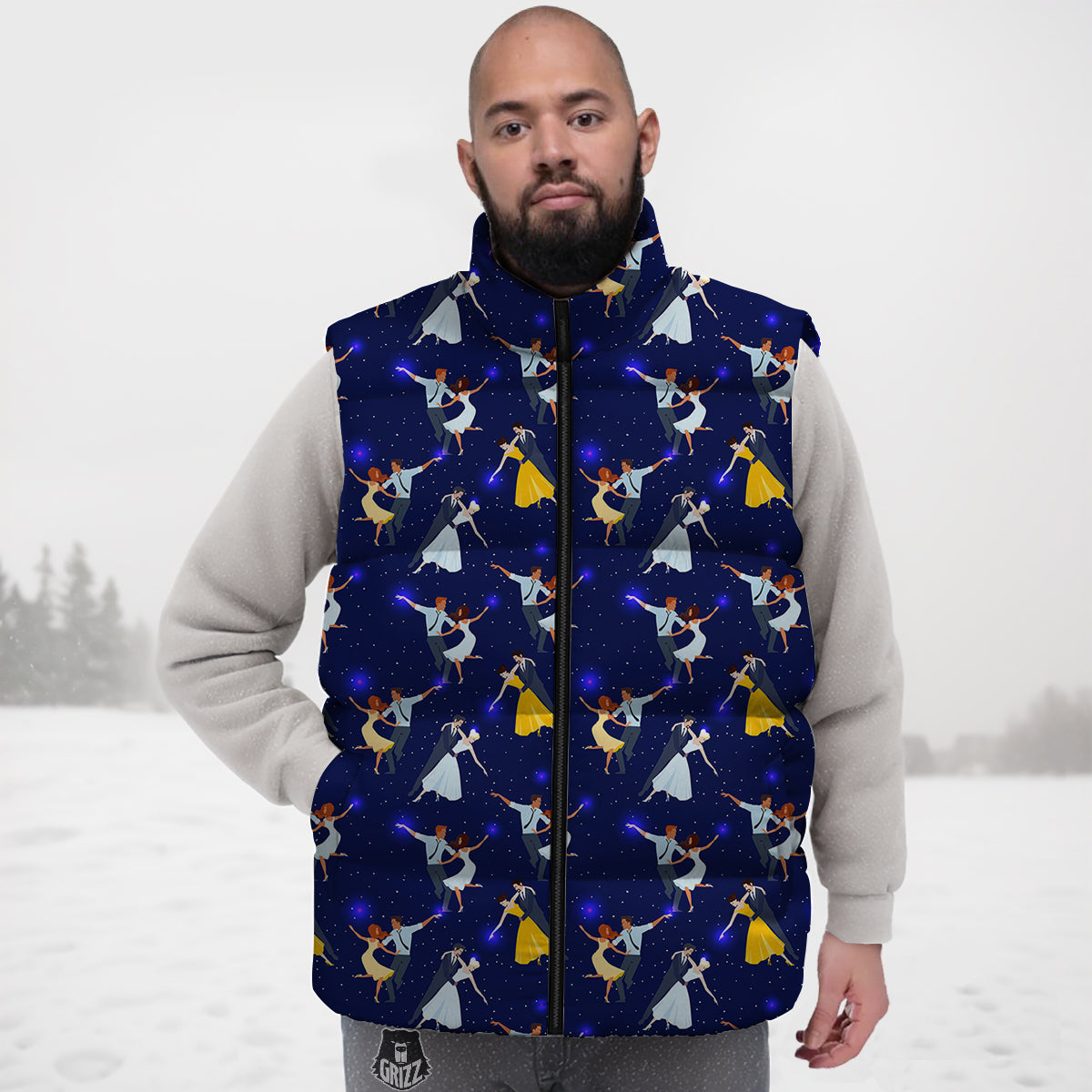 Colorful Music Note Pattern Print Down Vest-grizzshop