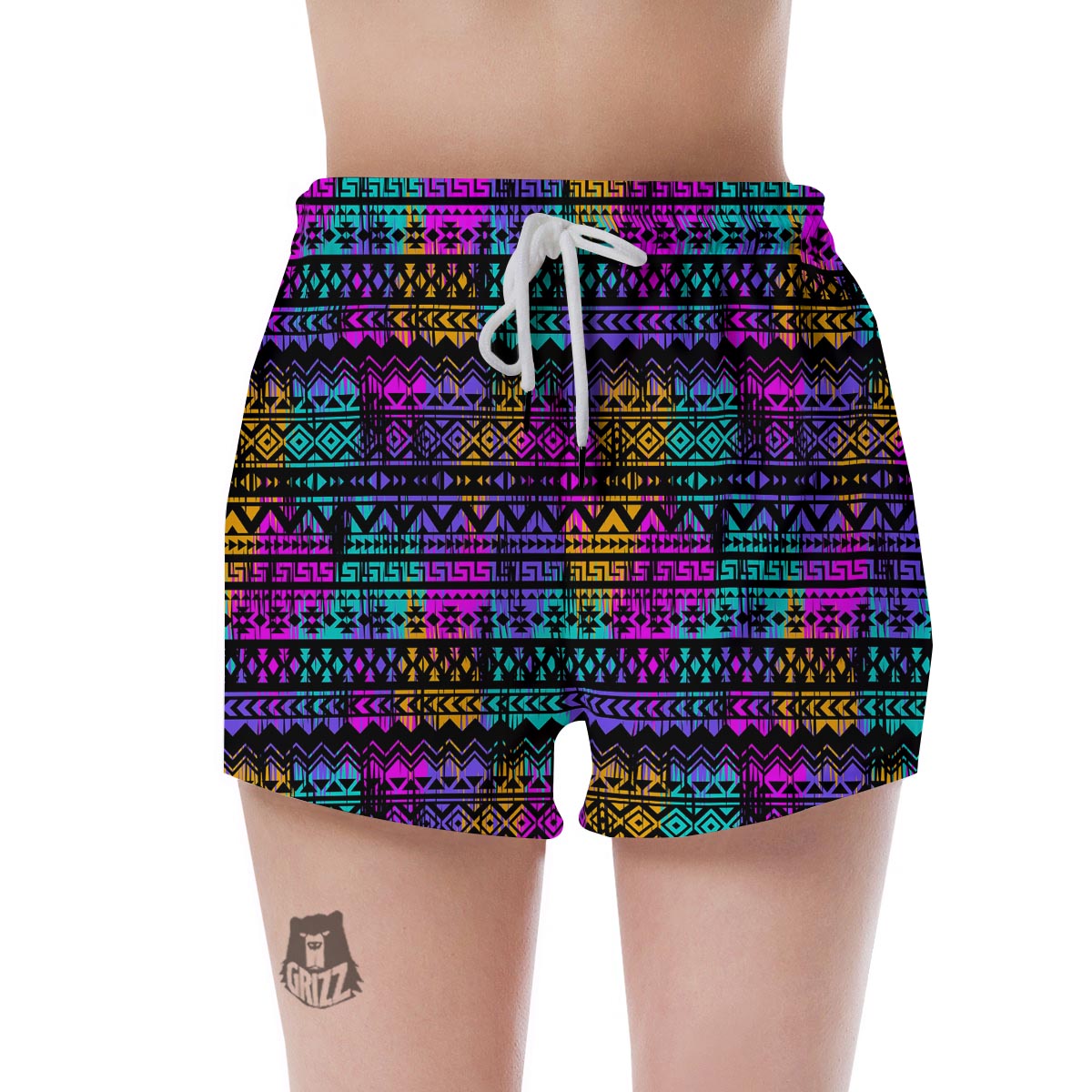 Colorful Native Aztec Geometric Women's Shorts-grizzshop