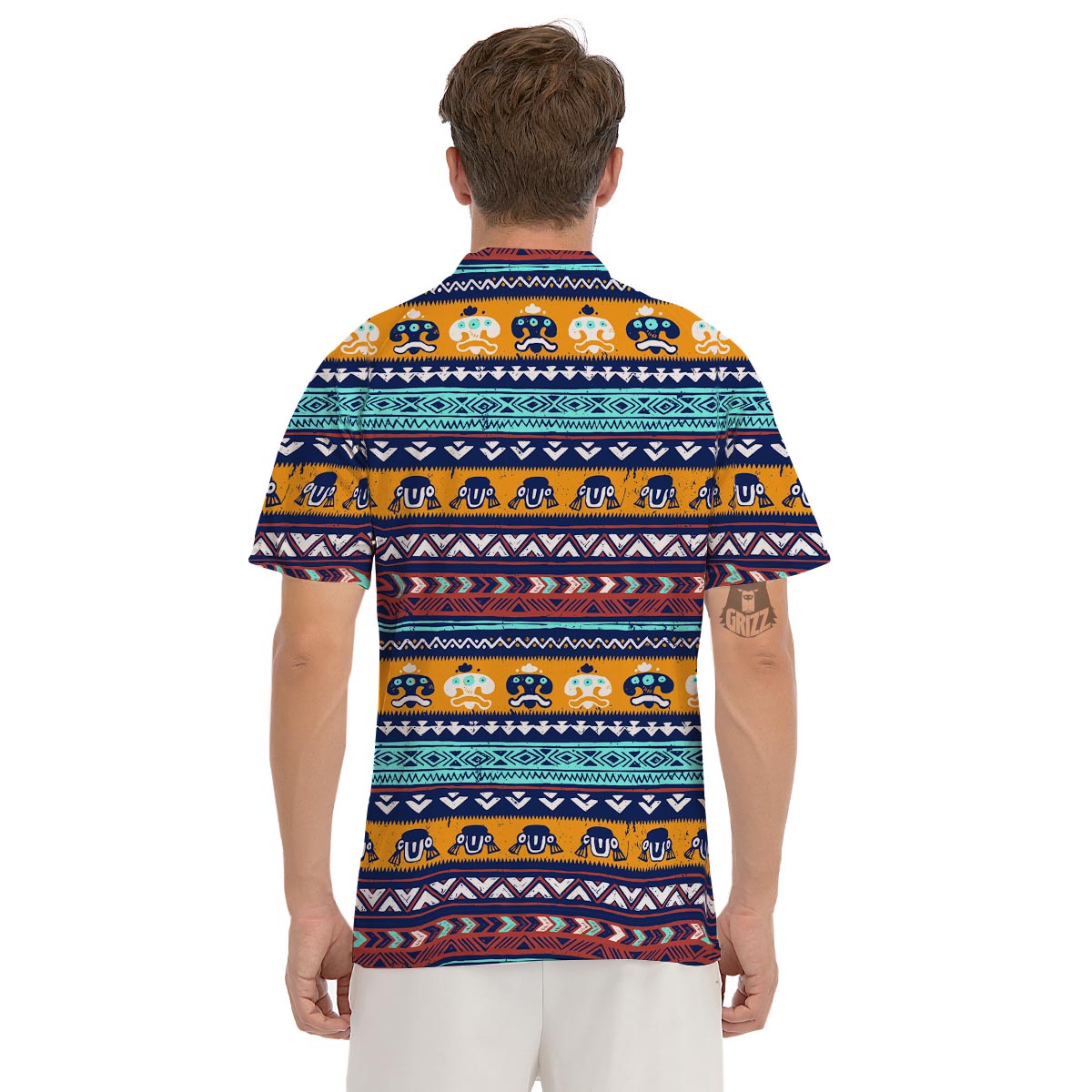 Colorful Neon Ethic Aztec Maya Print Men's Golf Shirts-grizzshop