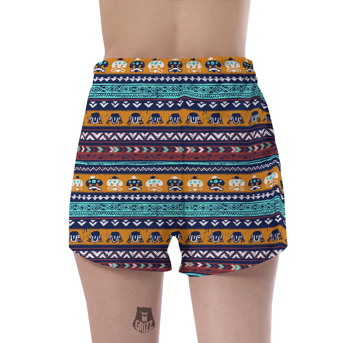 Colorful Neon Ethic Aztec Maya Print Women's Shorts-grizzshop