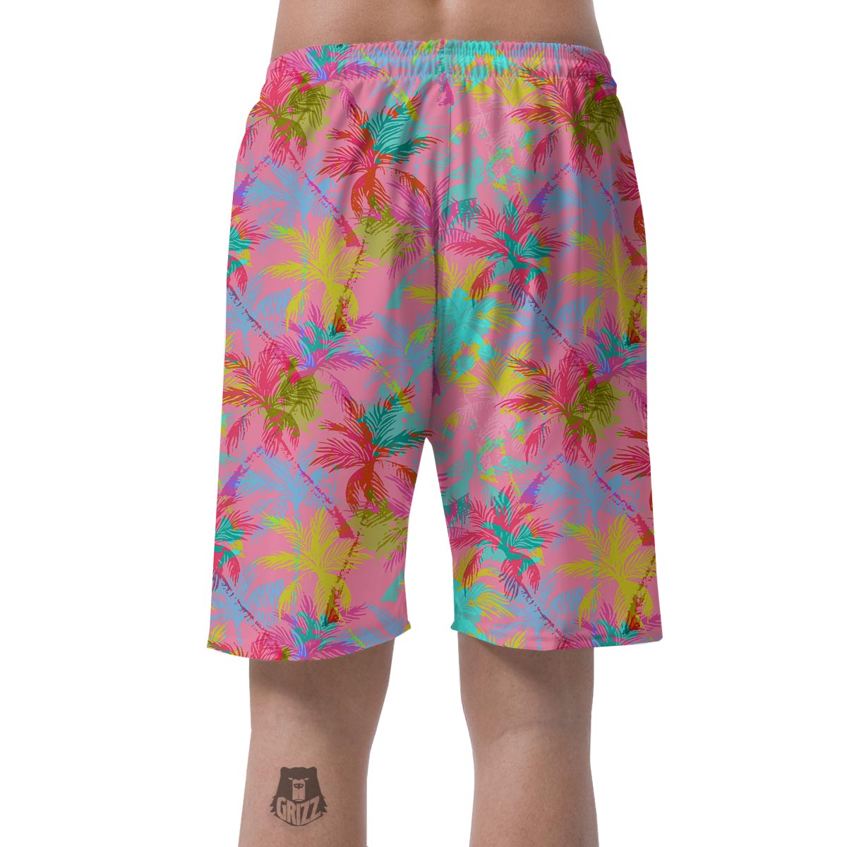 Colorful Palm Tree Hawaiian Print Men's Shorts-grizzshop