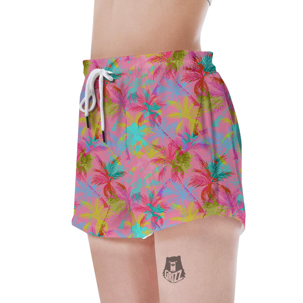 Colorful Palm Tree Hawaiian Print Women's Shorts-grizzshop