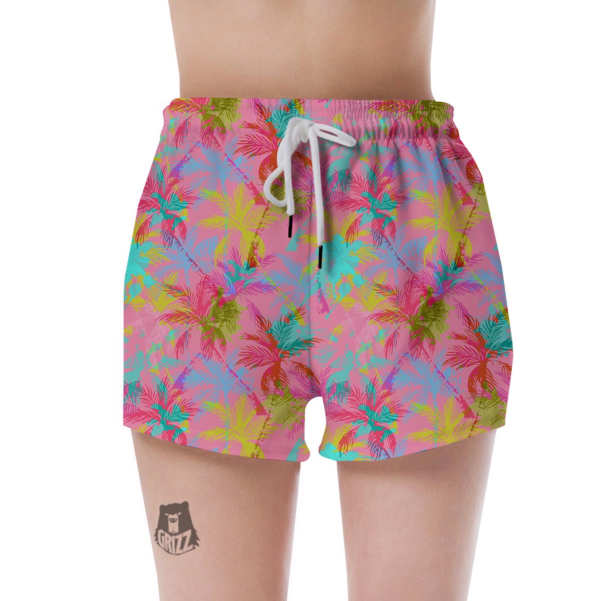 Colorful Palm Tree Hawaiian Print Women's Shorts-grizzshop