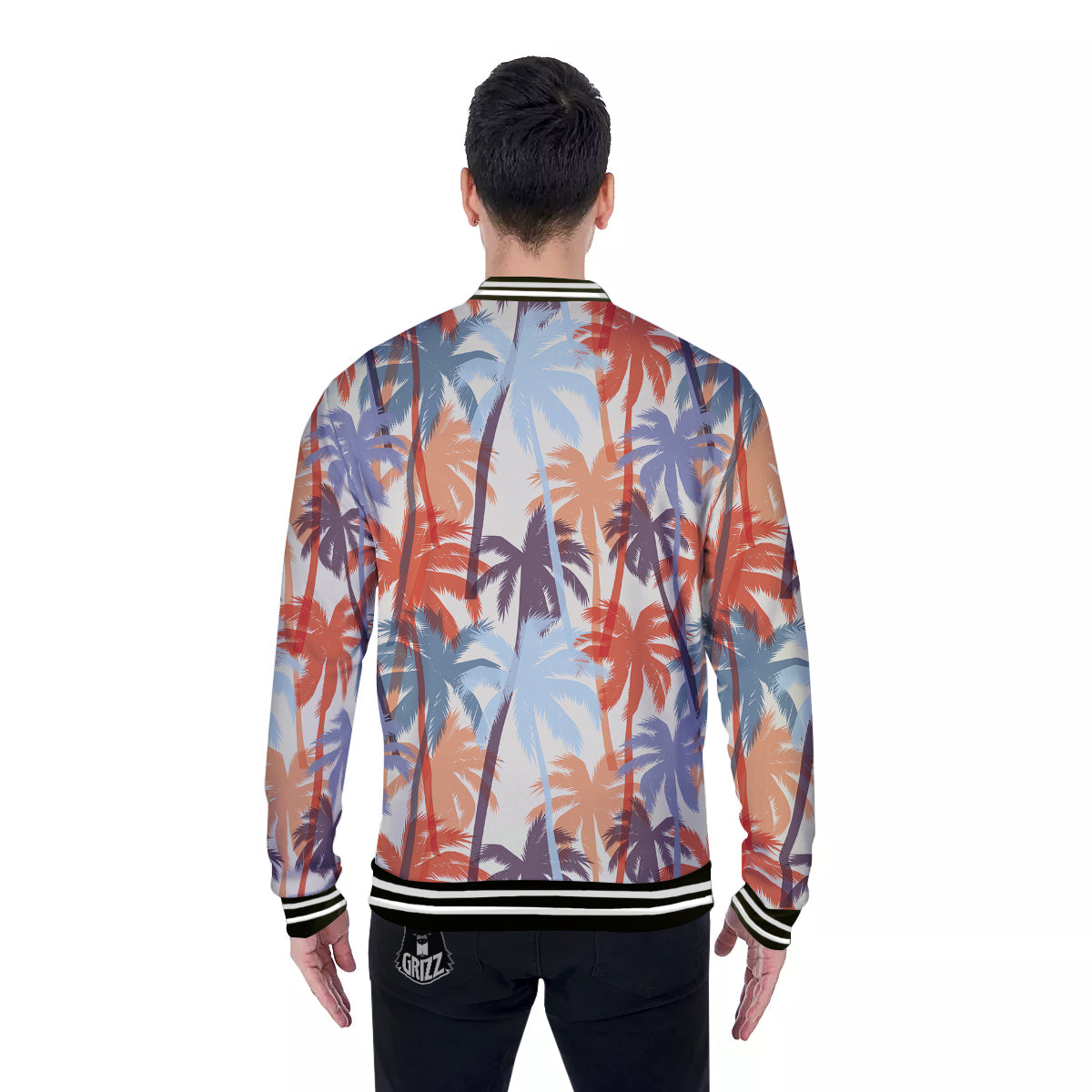 Colorful Palm Trees Print Pattern Baseball Jacket-grizzshop