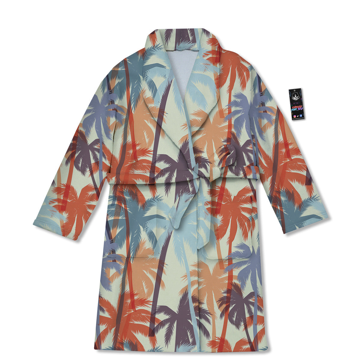 Colorful Palm Trees Print Pattern Bathrobe-grizzshop