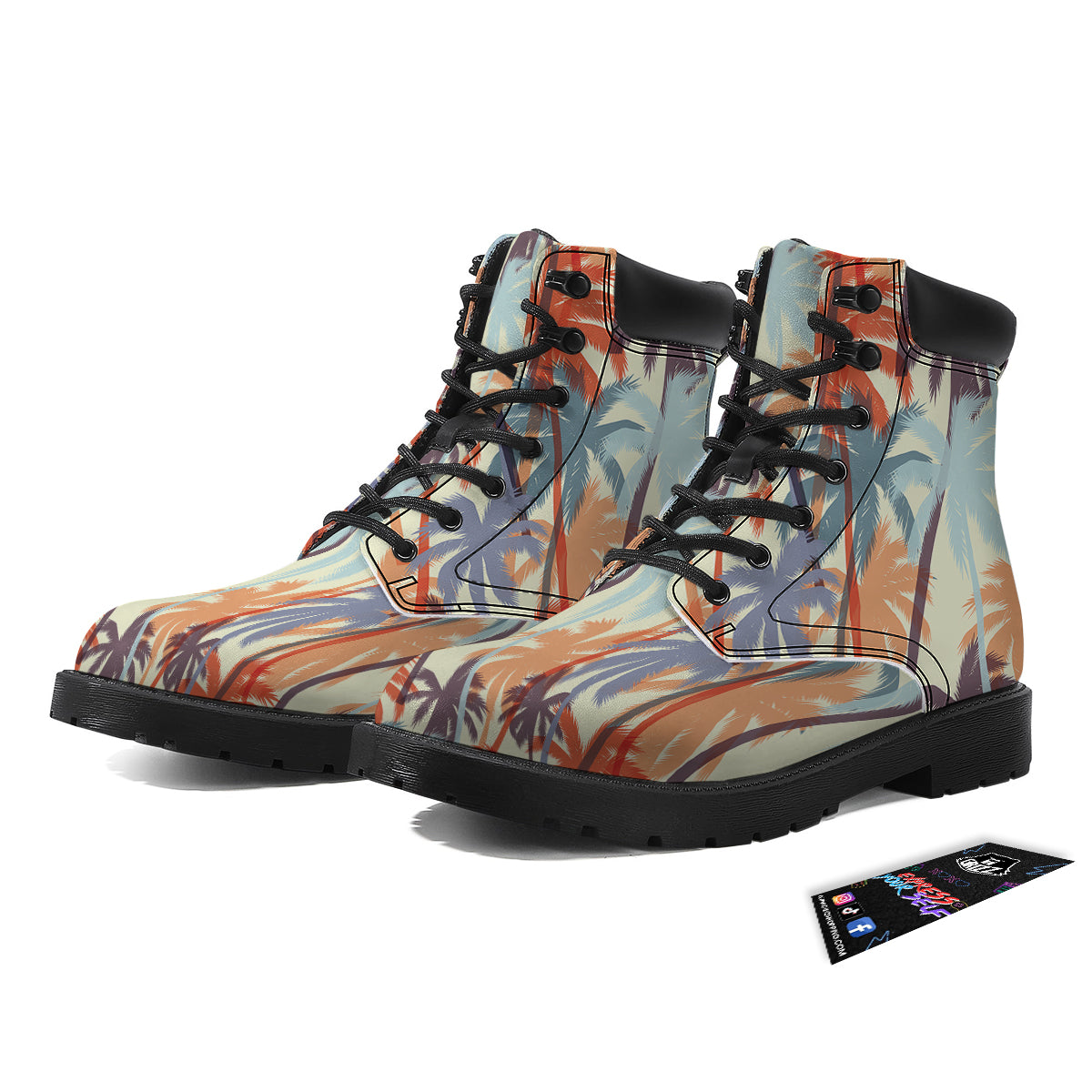 Colorful Palm Trees Print Pattern Boots-grizzshop