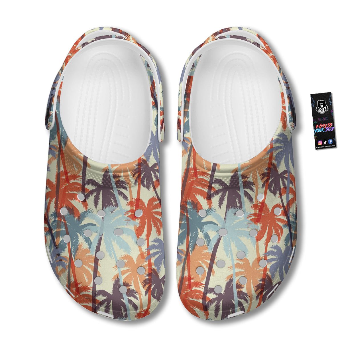 Colorful Palm Trees Print Pattern Clog-grizzshop