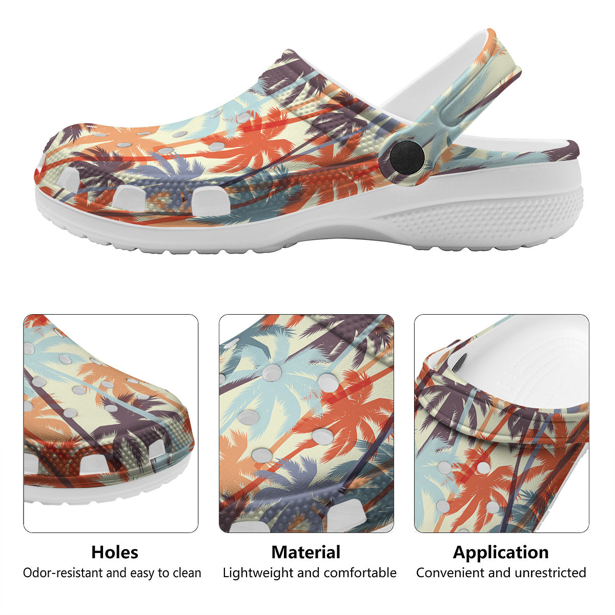 Colorful Palm Trees Print Pattern Clog-grizzshop