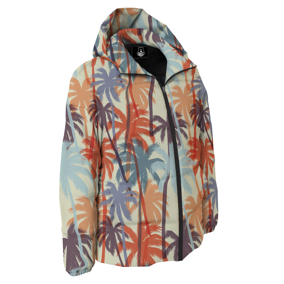 Colorful Palm Trees Print Pattern Down Jacket-grizzshop