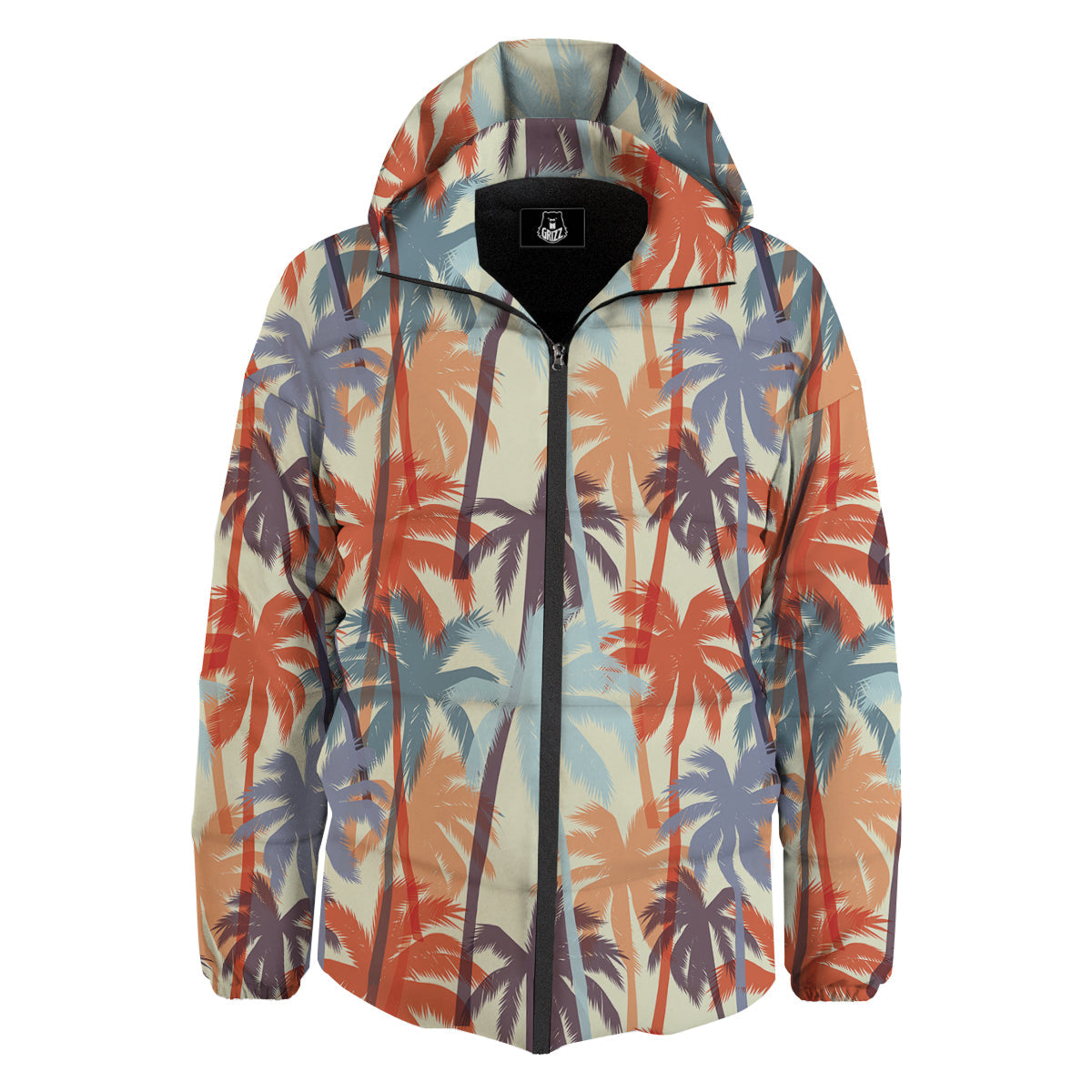 Colorful Palm Trees Print Pattern Down Jacket-grizzshop