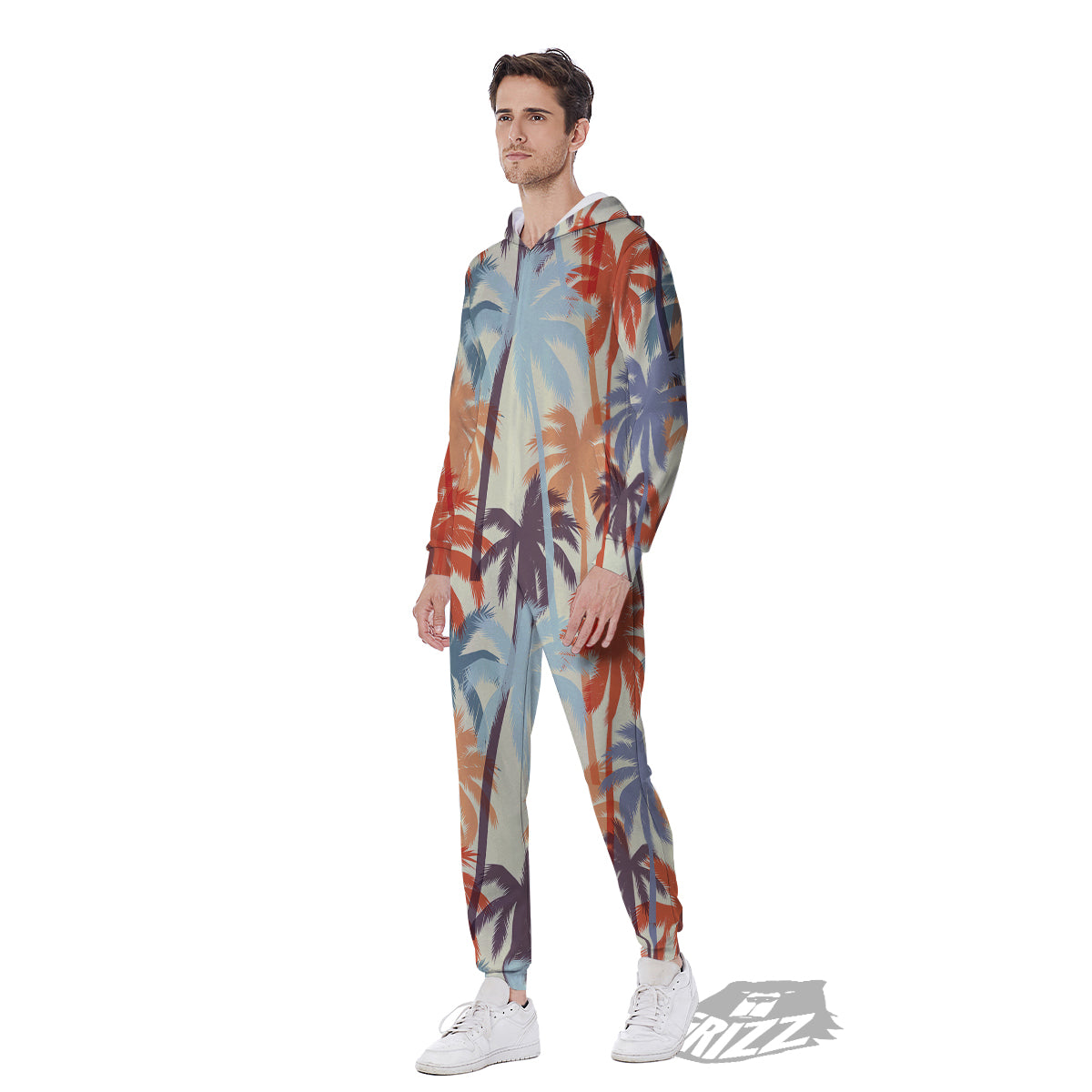 Colorful Palm Trees Print Pattern Men's Jumpsuit-grizzshop