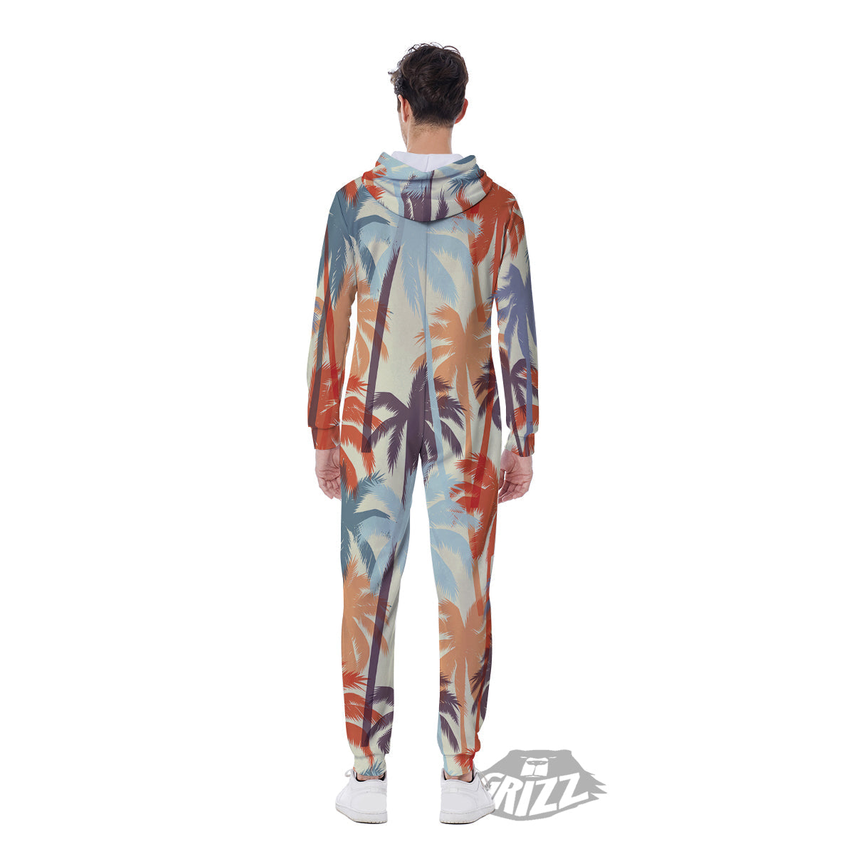 Colorful Palm Trees Print Pattern Men's Jumpsuit-grizzshop