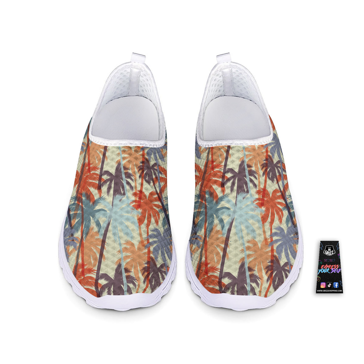 Colorful Palm Trees Print Pattern Nurse Shoes-grizzshop