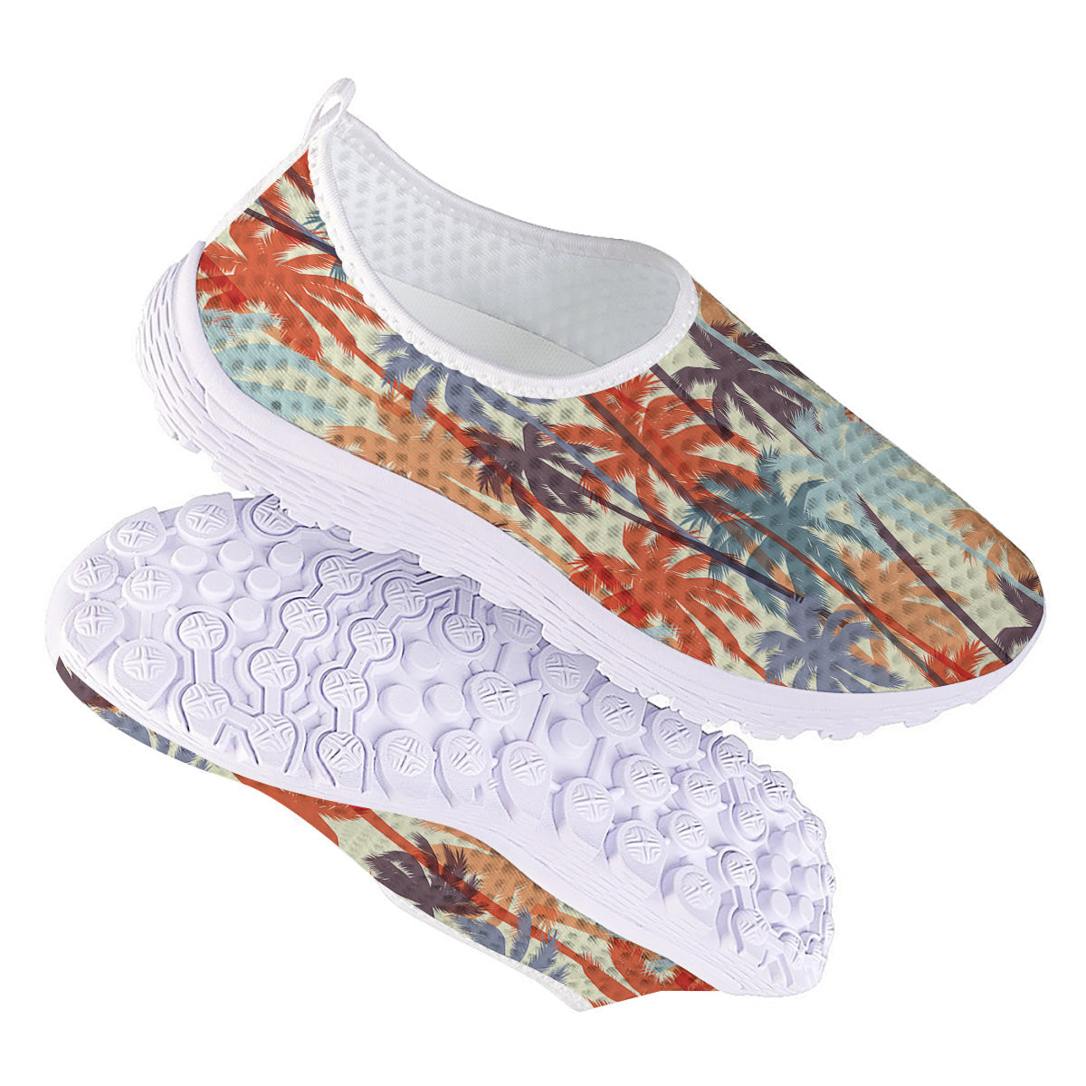 Colorful Palm Trees Print Pattern Nurse Shoes-grizzshop