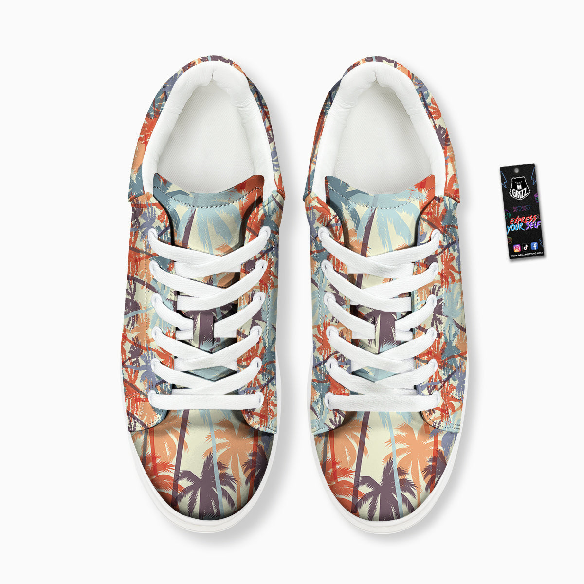 Colorful Palm Trees Print Pattern Platform Shoes-grizzshop