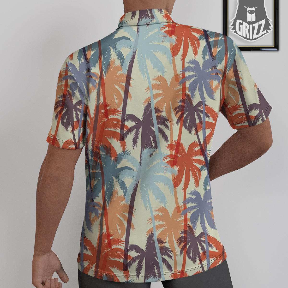 Colorful Palm Trees Print Pattern Untucked Shirts-grizzshop
