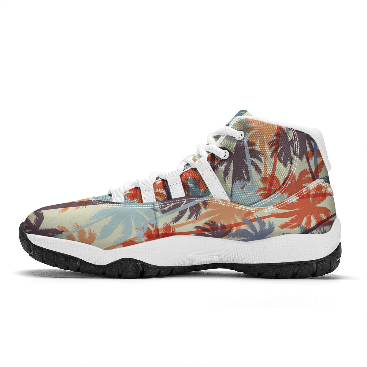 Colorful Palm Trees Print Pattern White Bball Shoes-grizzshop