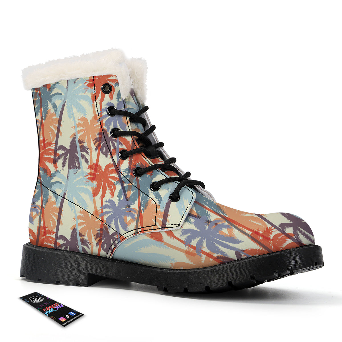 Colorful Palm Trees Print Pattern Winter Boots-grizzshop