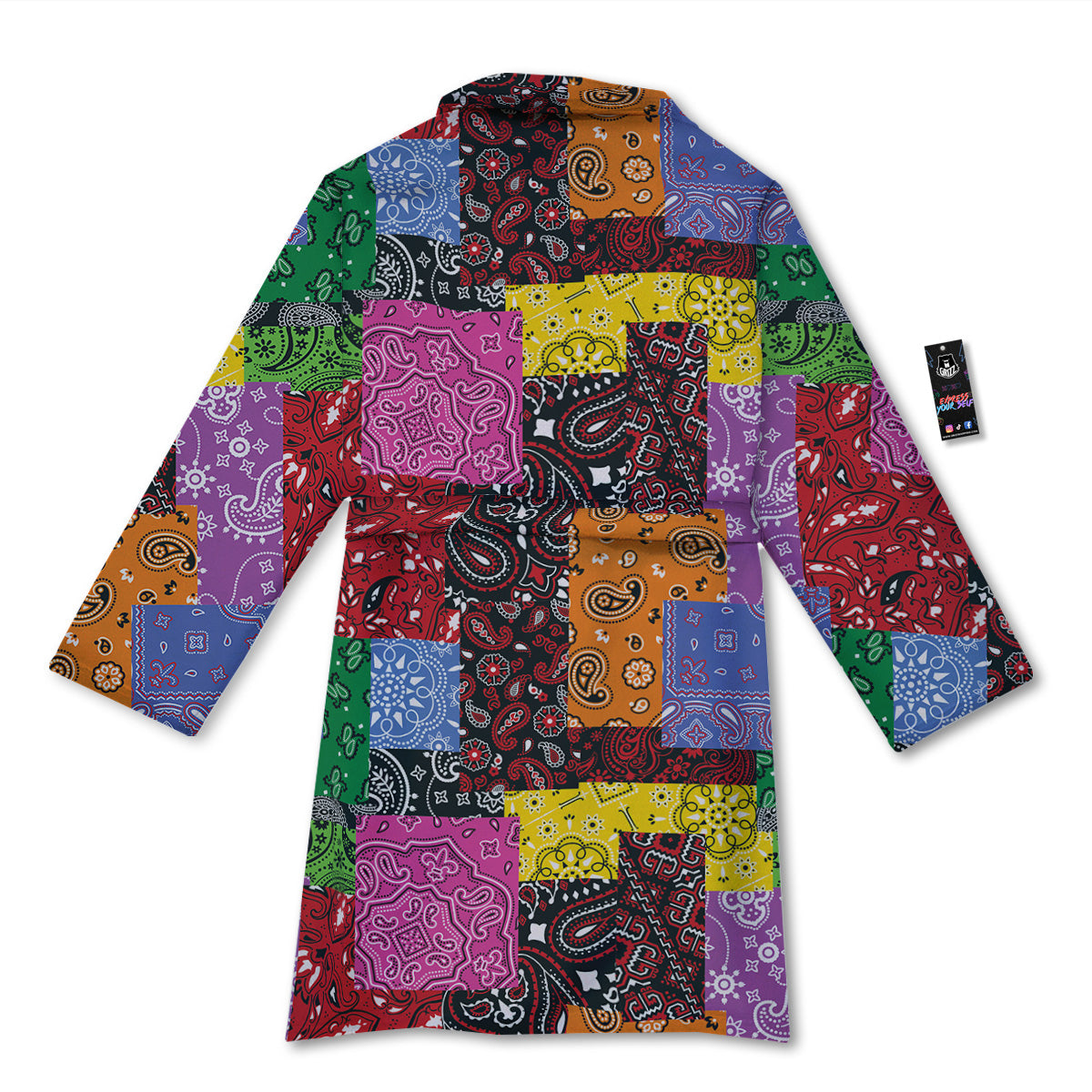 Colorful Patchwork Bandanna Print Pattern Bathrobe-grizzshop