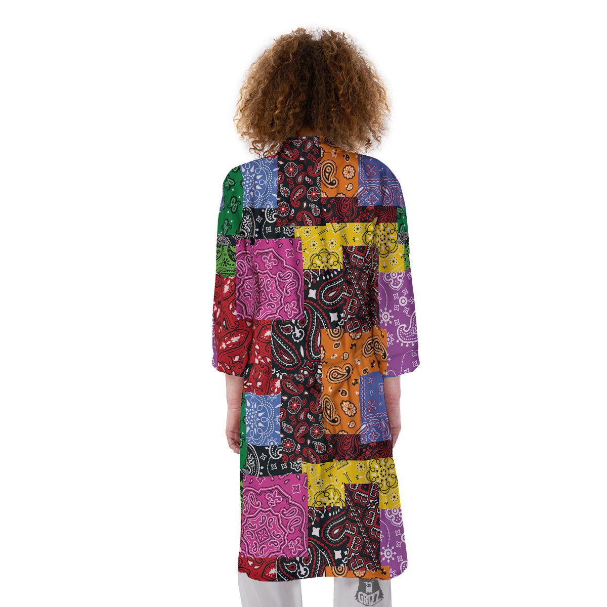 Colorful Patchwork Bandanna Print Pattern Kimono-grizzshop