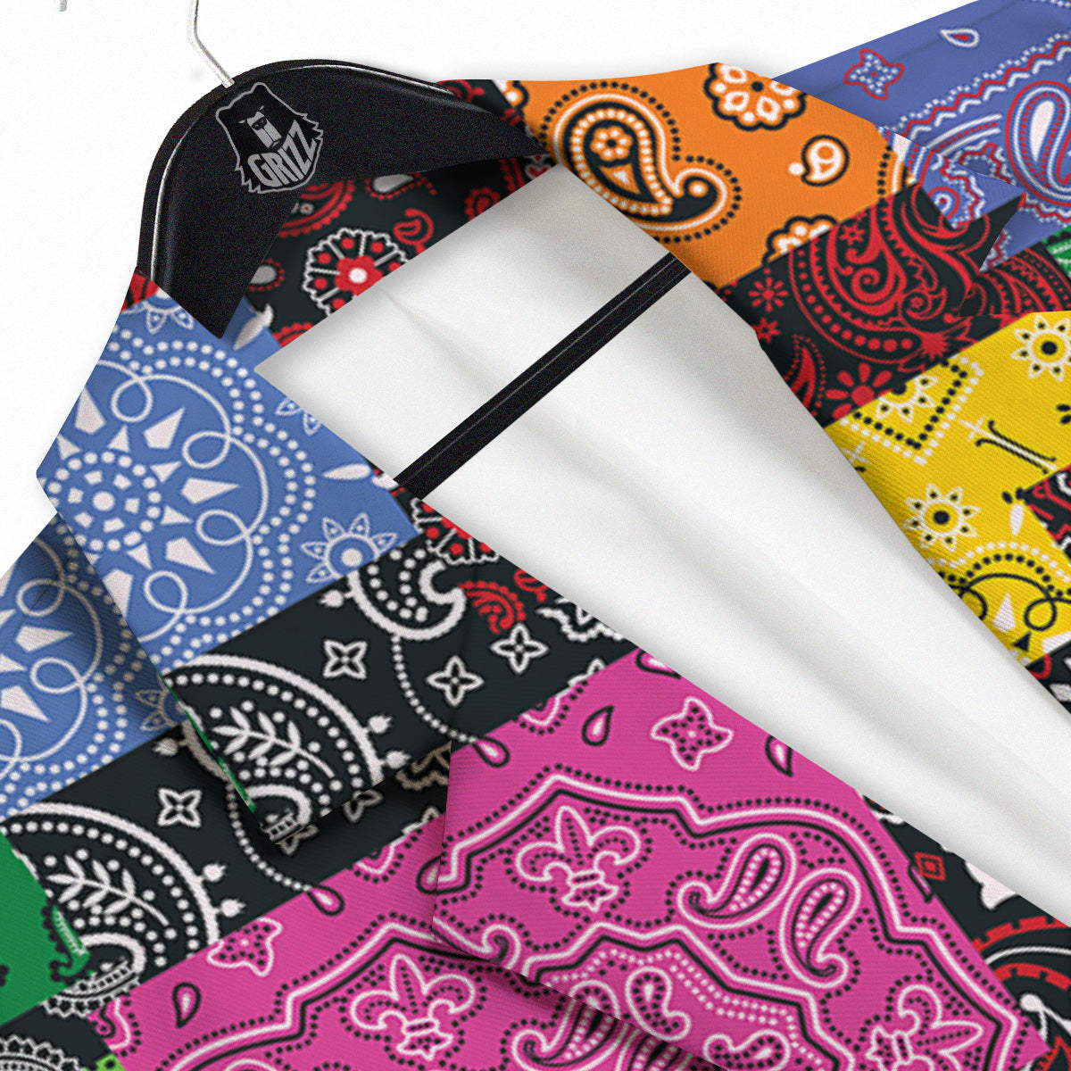 Colorful Patchwork Bandanna Print Pattern Men's Sport Coat-grizzshop