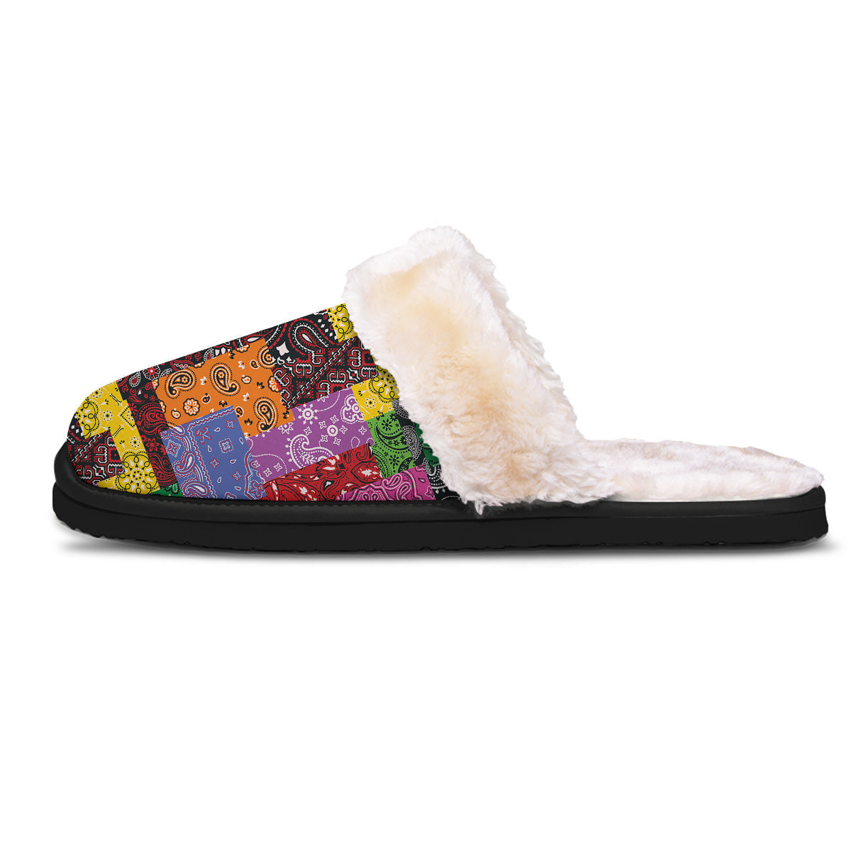 Colorful Patchwork Bandanna Print Pattern Slippers-grizzshop