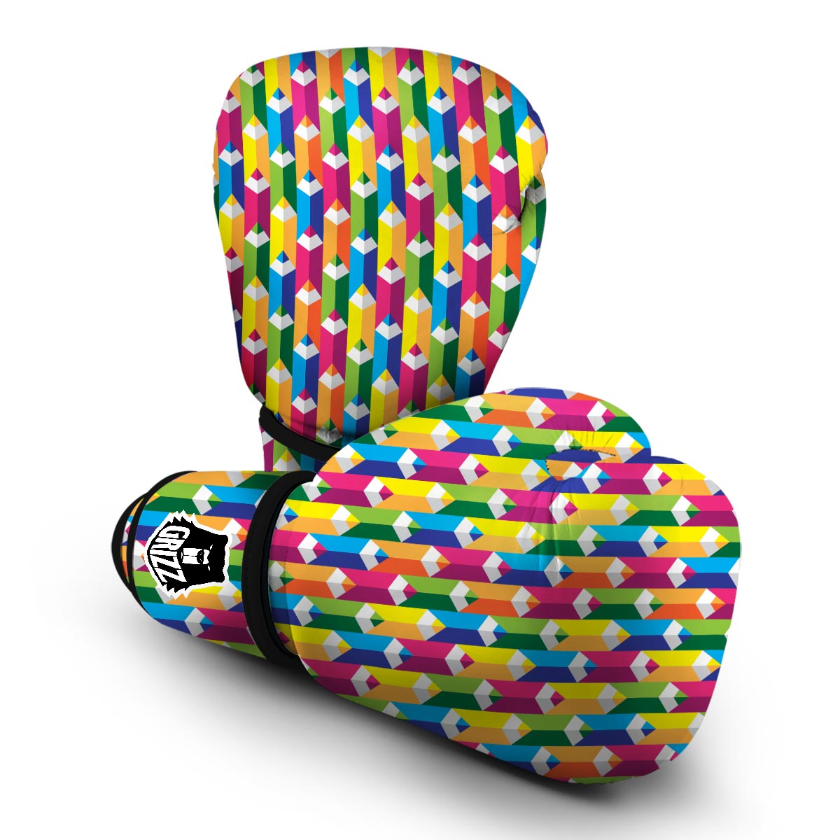 Colorful Pencil Pattern Print Boxing Gloves-grizzshop