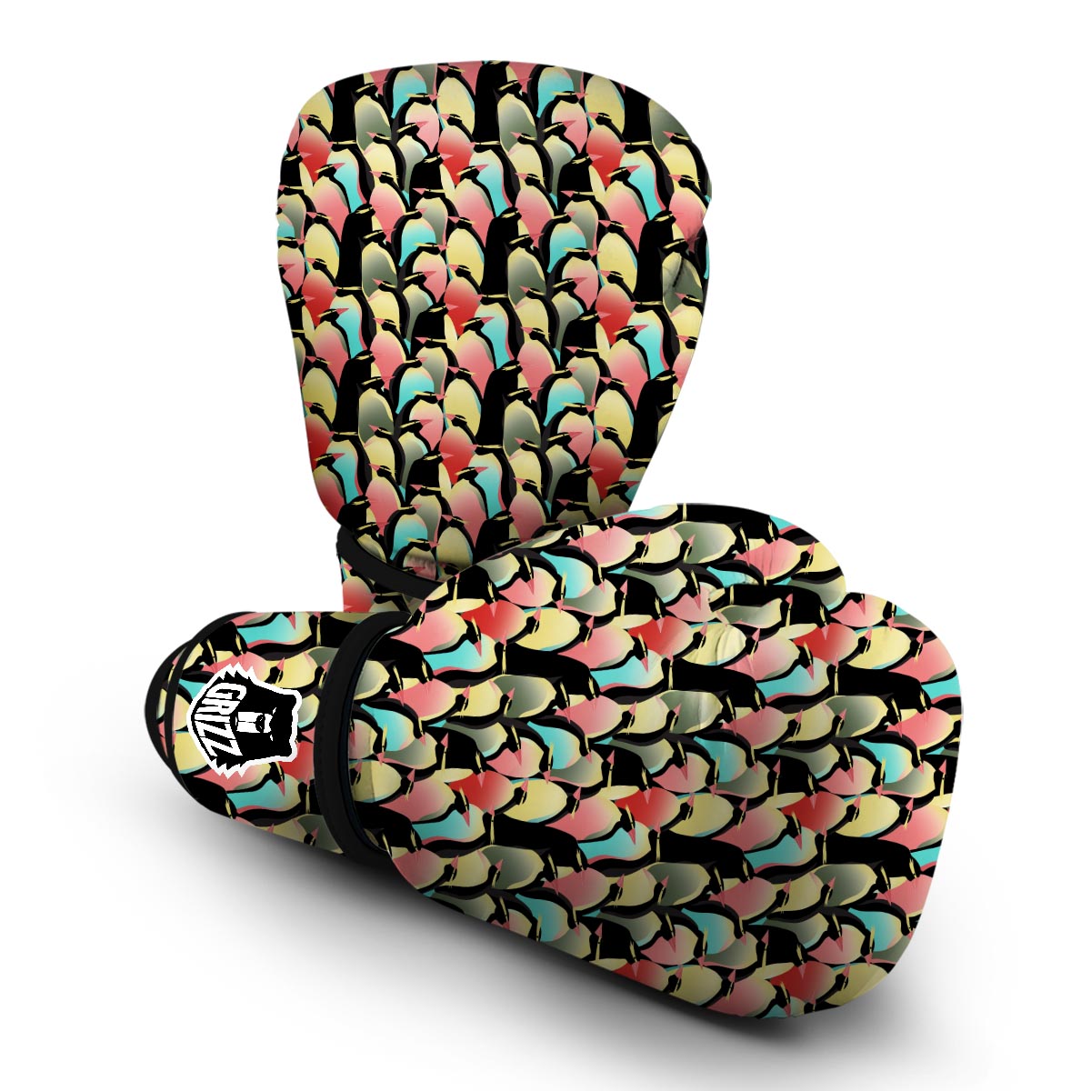 Colorful Penguin Pattern Print Boxing Gloves-grizzshop