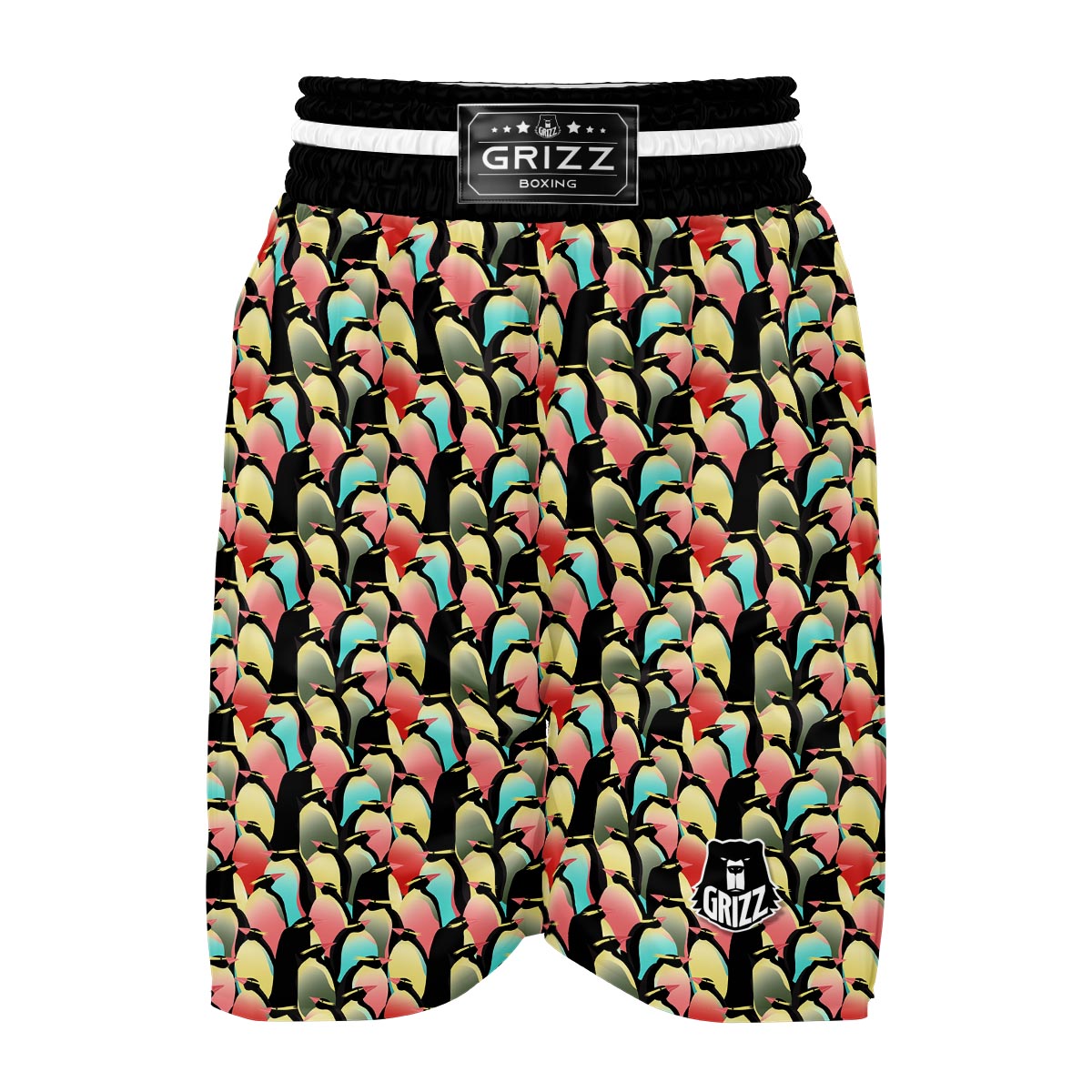Colorful Penguin Pattern Print Boxing Shorts-grizzshop