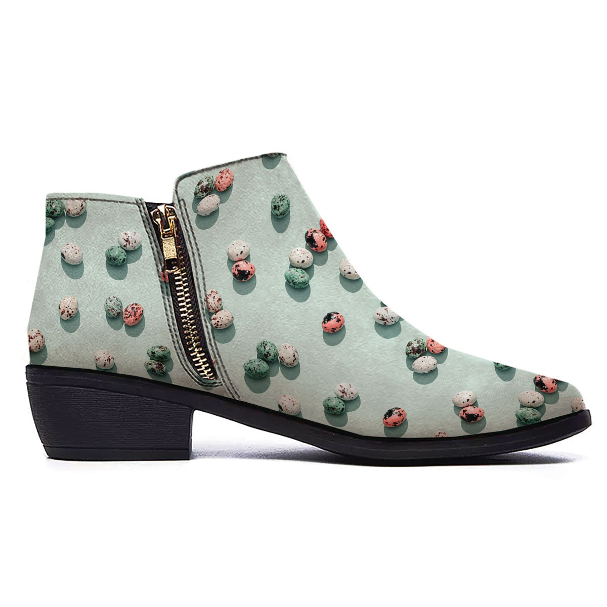 Colorful Pile Of Easter Eggs Print Pattern Ankle Boots-grizzshop