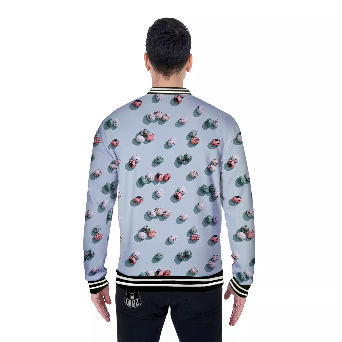 Colorful Pile Of Easter Eggs Print Pattern Baseball Jacket-grizzshop