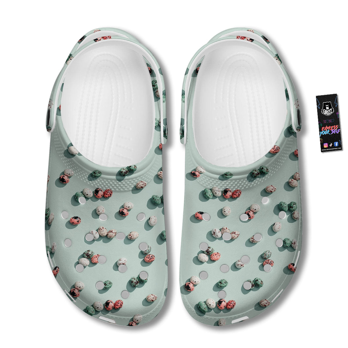 Colorful Pile Of Easter Eggs Print Pattern Clog-grizzshop