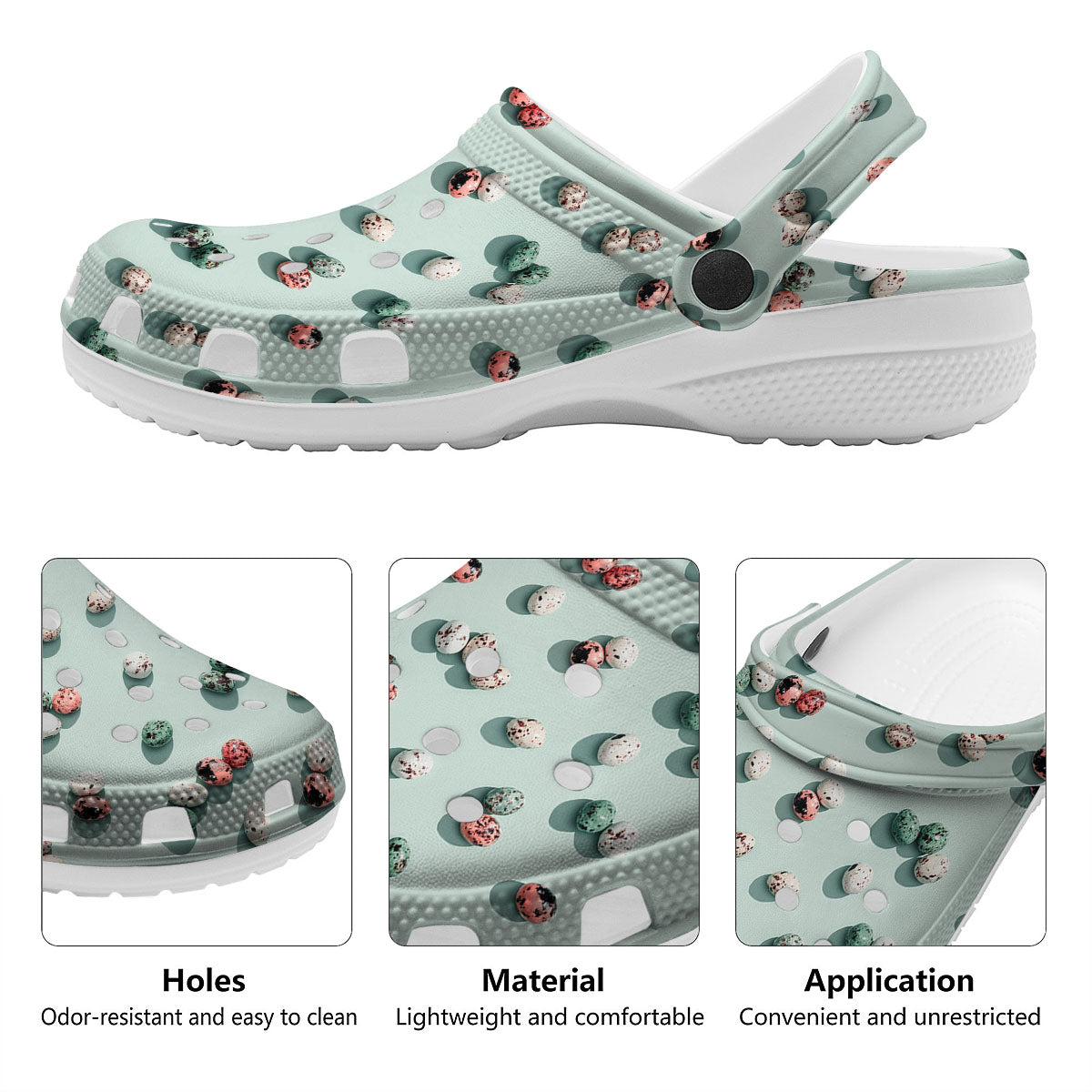 Colorful Pile Of Easter Eggs Print Pattern Clog-grizzshop