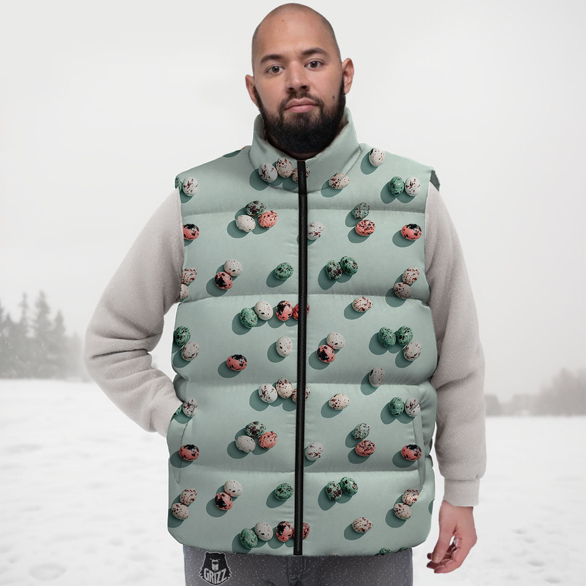 Colorful Pile Of Easter Eggs Print Pattern Down Vest