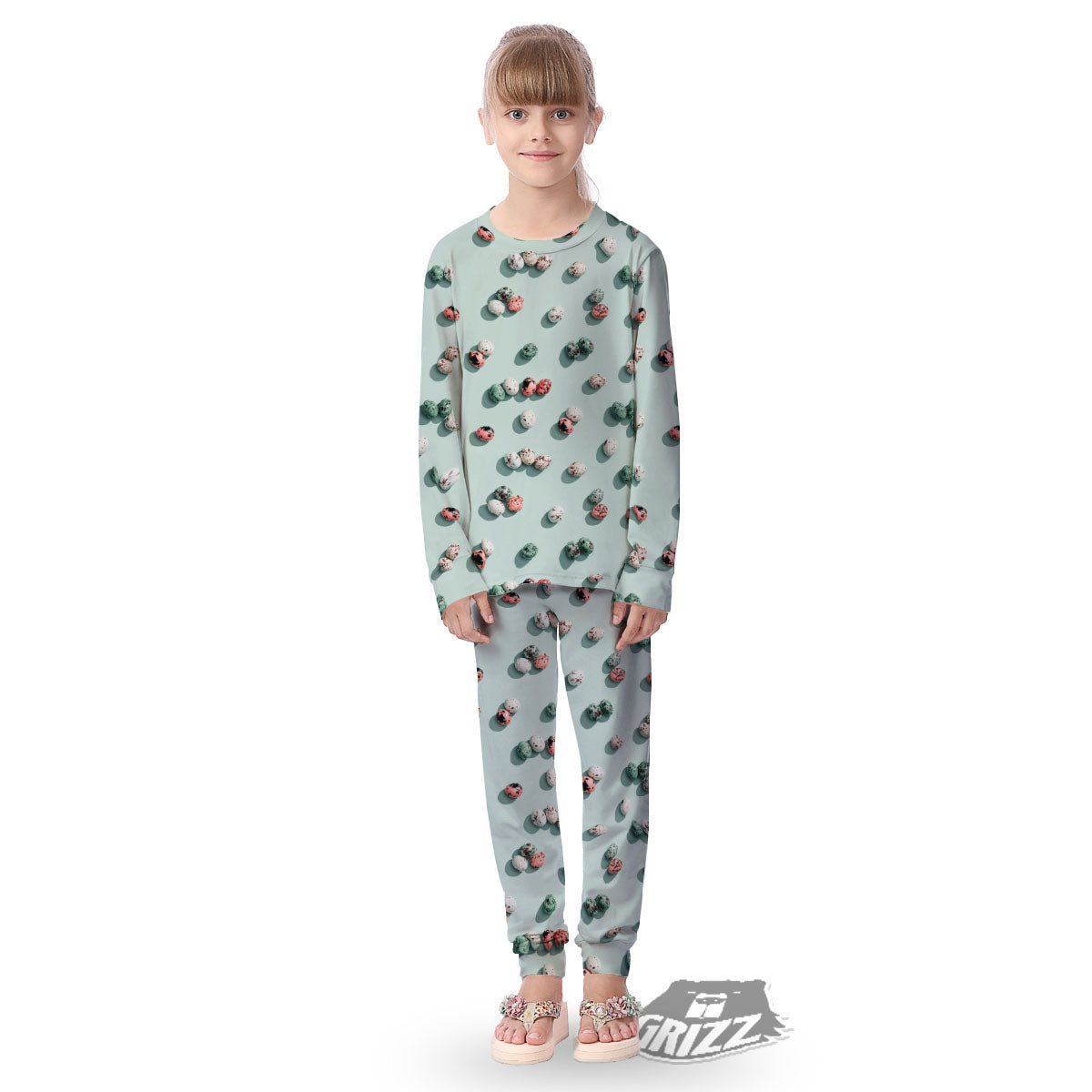 Colorful Pile Of Easter Eggs Print Pattern Kid's Pajamas-grizzshop