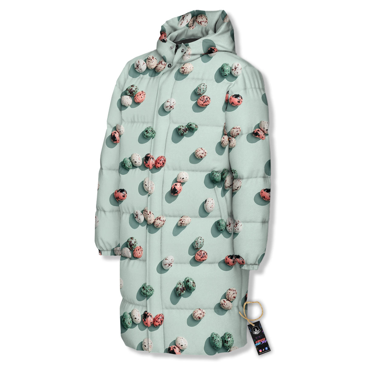 Colorful Pile Of Easter Eggs Print Pattern Long Down Jacket-grizzshop