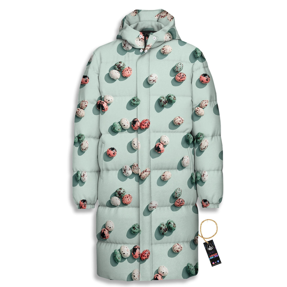 Colorful Pile Of Easter Eggs Print Pattern Long Down Jacket-grizzshop