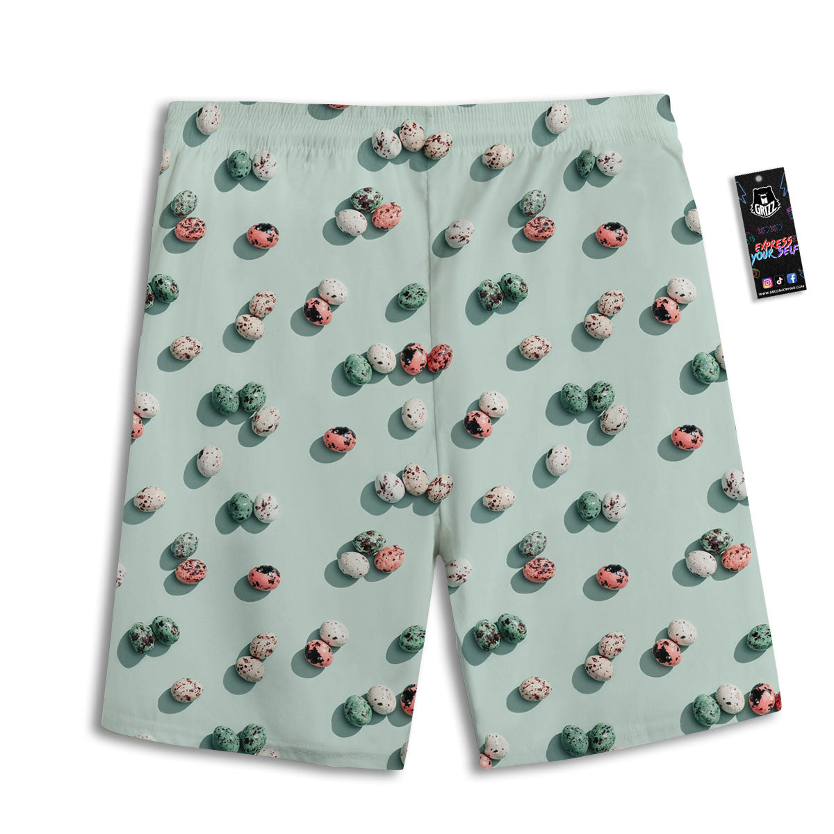 Colorful Pile Of Easter Eggs Print Pattern Men's Athletic Shorts
