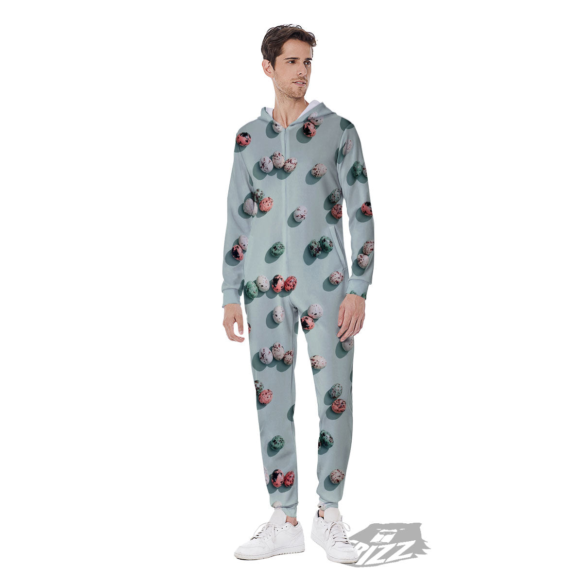 Colorful Pile Of Easter Eggs Print Pattern Men's Jumpsuit-grizzshop