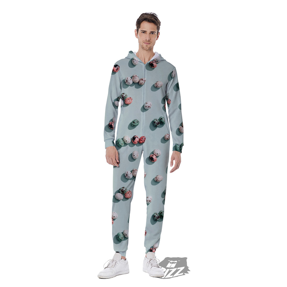 Colorful Pile Of Easter Eggs Print Pattern Men's Jumpsuit-grizzshop