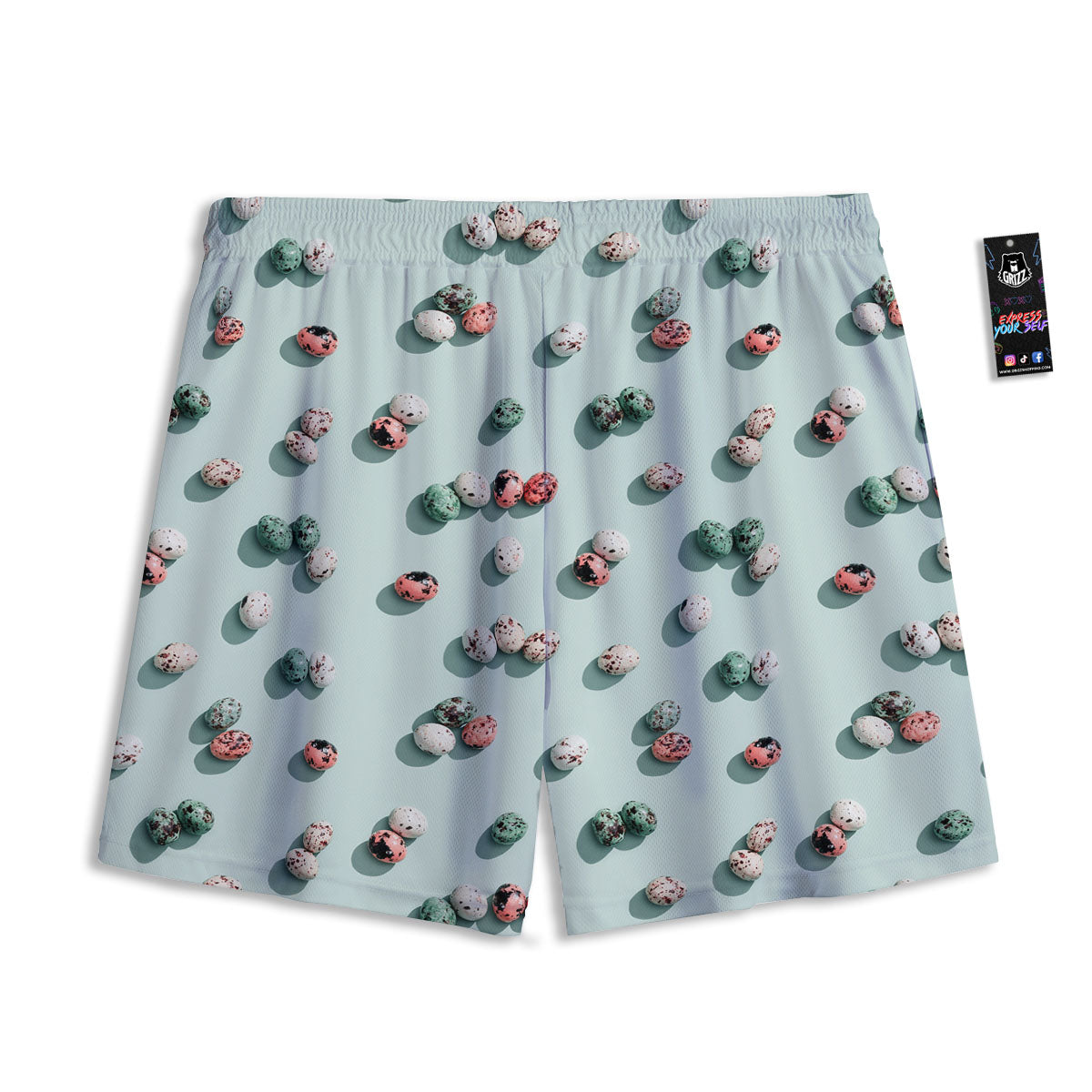 Colorful Pile Of Easter Eggs Print Pattern Mesh Shorts
