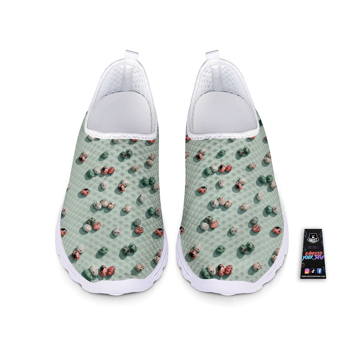 Colorful Pile Of Easter Eggs Print Pattern Nurse Shoes-grizzshop