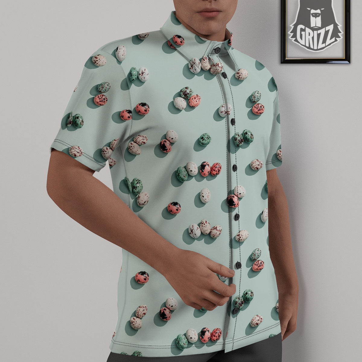 Colorful Pile Of Easter Eggs Print Pattern Untucked Shirts-grizzshop