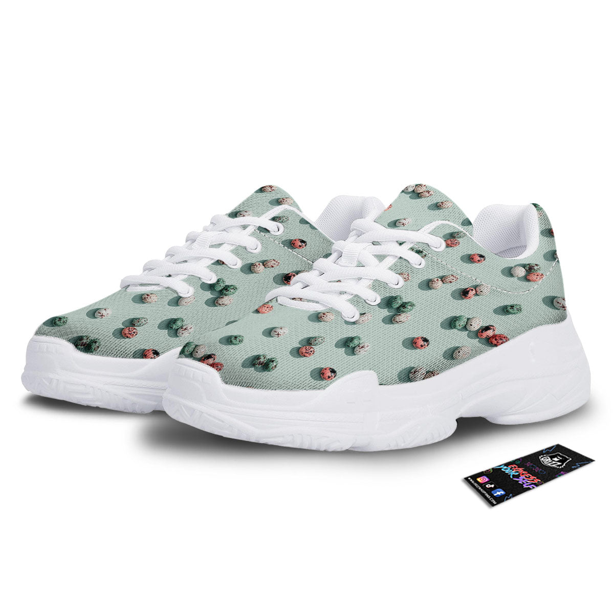 Colorful Pile Of Easter Eggs Print Pattern White Chunky Shoes-grizzshop
