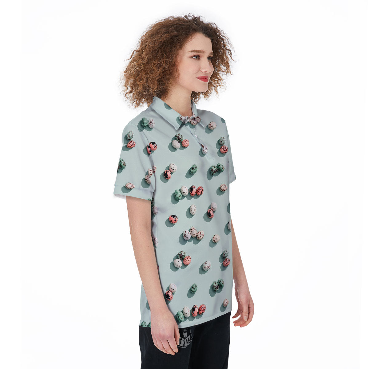 Colorful Pile Of Easter Eggs Print Pattern Women's Golf Shirts-grizzshop