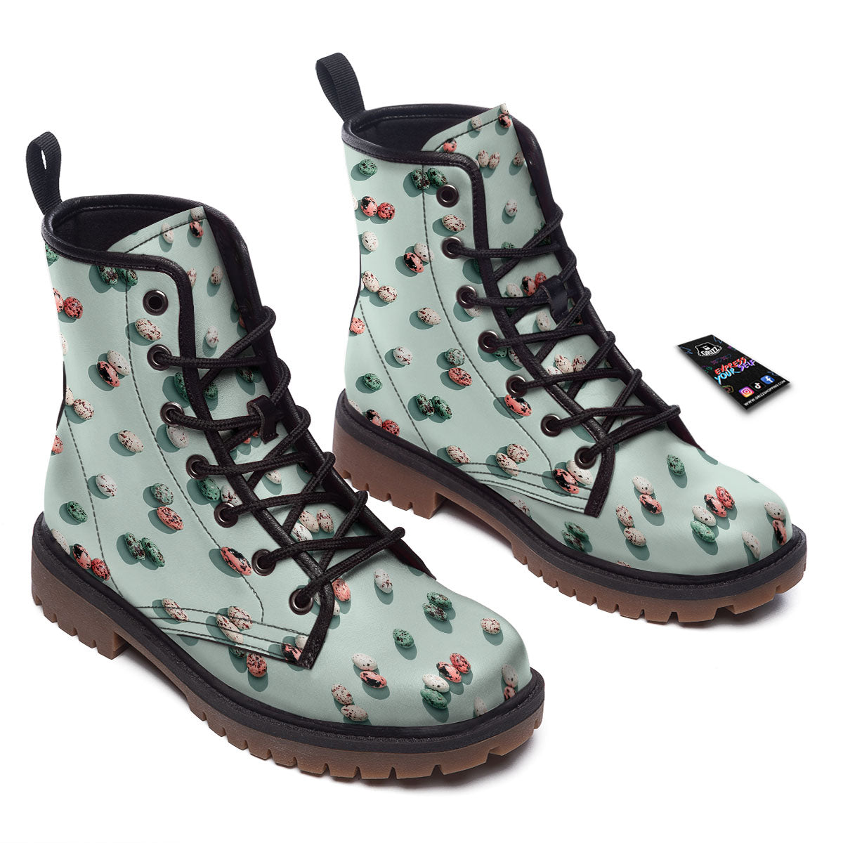 Colorful Pile Of Easter Eggs Print Pattern Work Boots-grizzshop