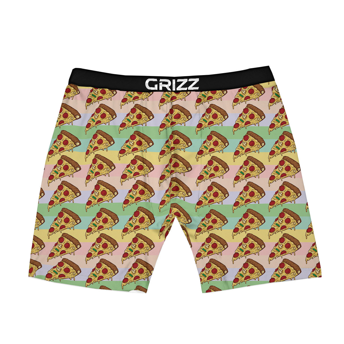 Colorful Pizza And Stiped Pastel Print Pattern Boxer Briefs-grizzshop