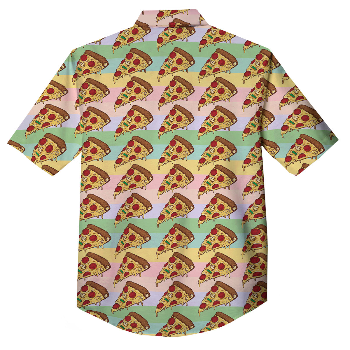Colorful Pizza And Stiped Pastel Print Pattern Button Up Shirt-grizzshop