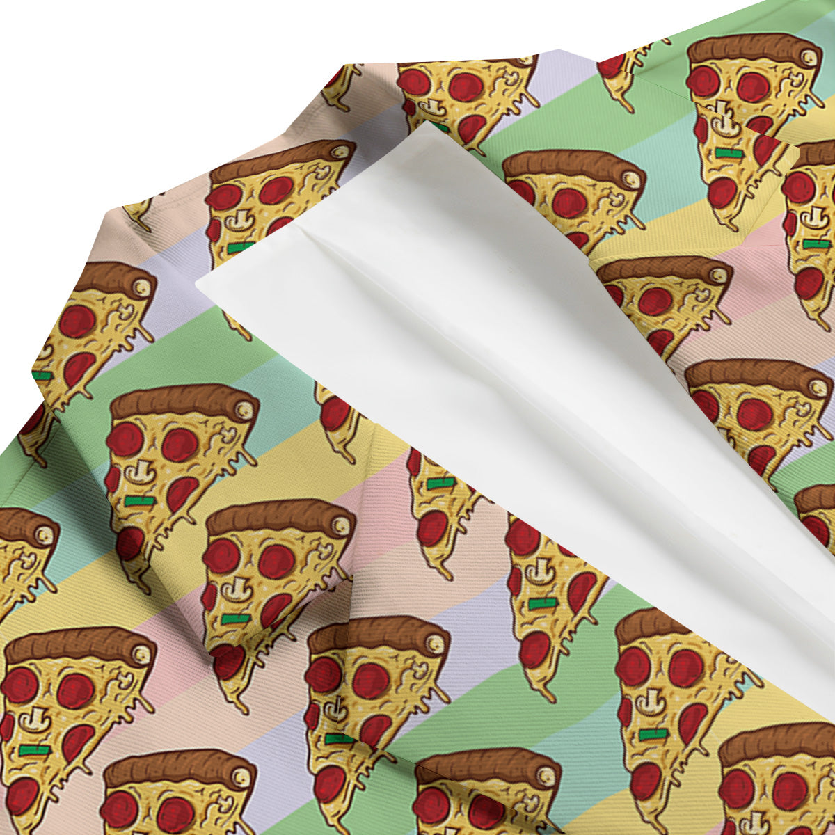 Colorful Pizza And Stiped Pastel Print Pattern Men's Blazer-grizzshop