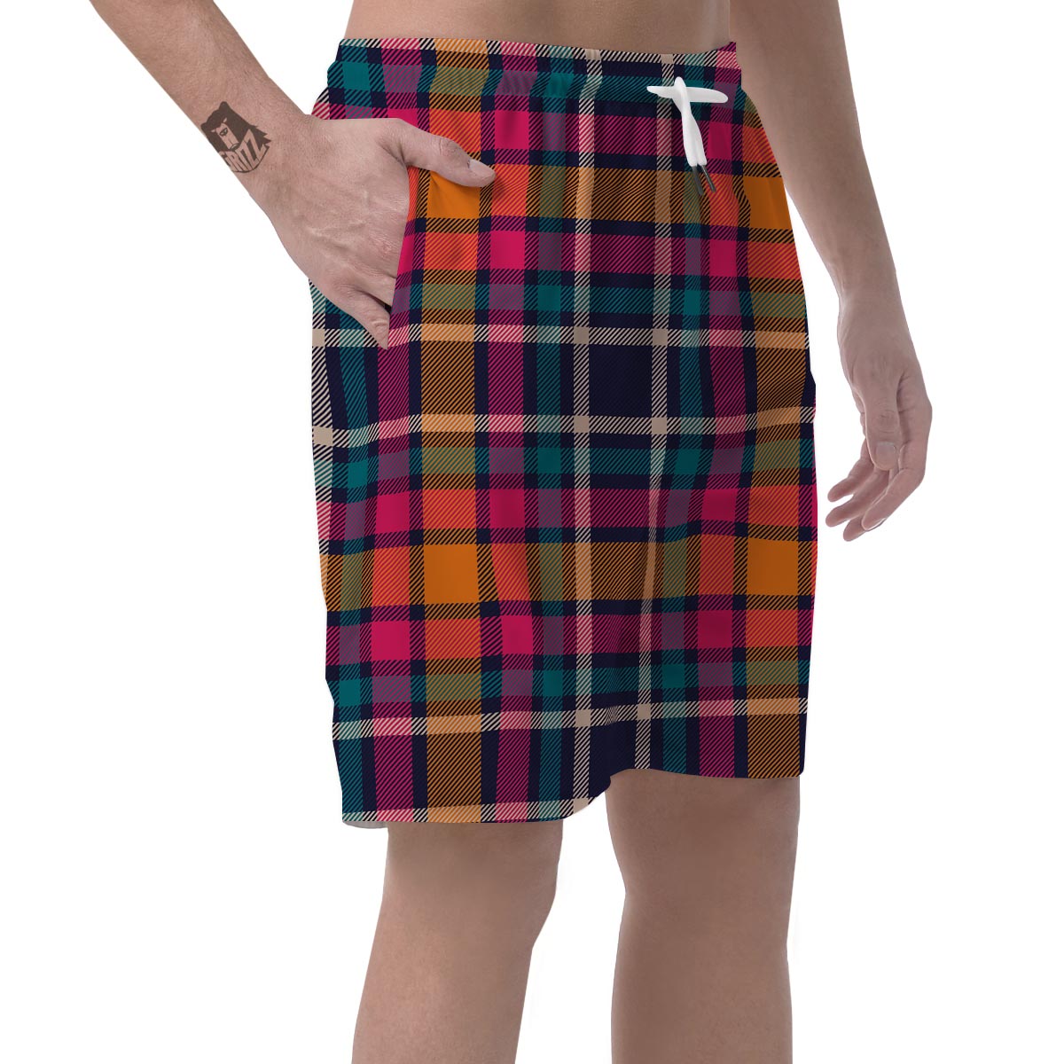 Colorful Plaid Tartan Men's Shorts-grizzshop